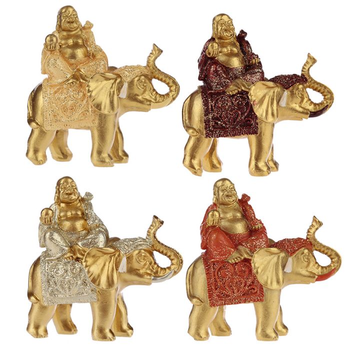 Zittend Glitter Olifant Chinese Lachende Boeddha 