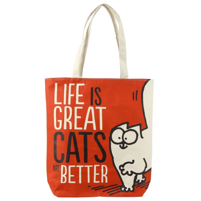 Life is Great Cat's are Better Simon's Cat Katoenen Tas Shopper met rits