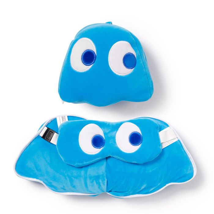 Relaxeazzz Pac-Man Blauw Geest Rond Reiskussen & Slaapmasker