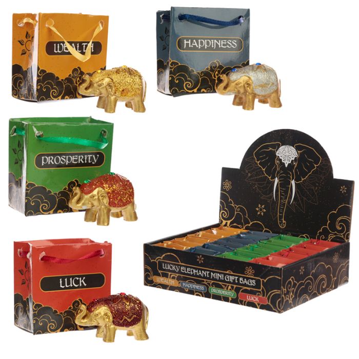 Mini Metallic Glitter Geluk Olifant in een Tasje