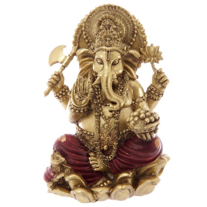Goud & Rood Ganesh Beeld 16cm