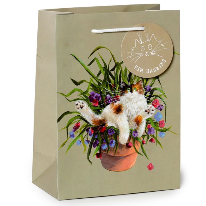 Kim Haskins Katt in Plantenpot Groen - Cadeautasje Medium