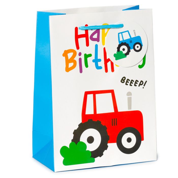 Happy Birthday Kleine Tractortjes  - Cadeautasje Medium