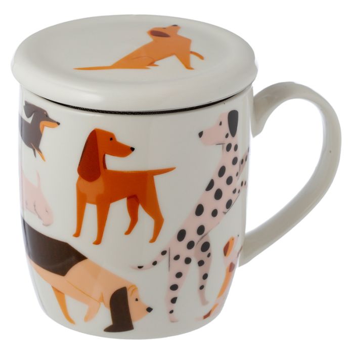 Barks Hond - Porselein Mok met Thee Infuser & Deksel