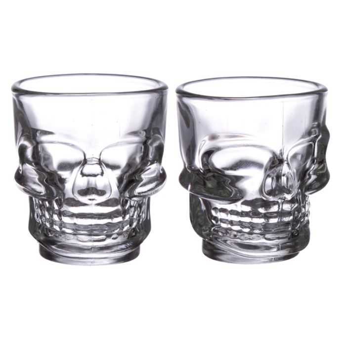 2 glazen shotglaasjes (60ml) - Schedel