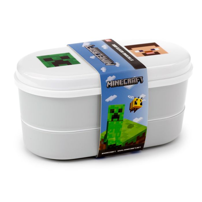 Minecraft Gezichten  - Bento Box Lunchtrommel met Vork Lepel