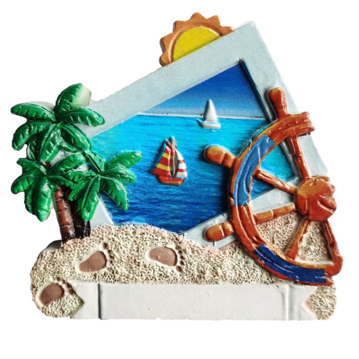 Palmboom en scheepsstuur Zee & Strand Souvenir Magneet 