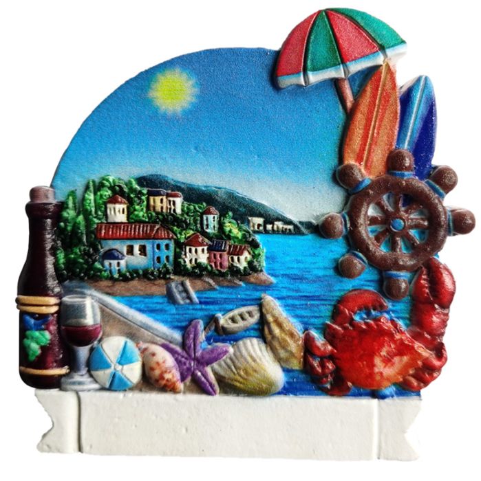 Stranddorp met krab en schelpen Zee & Strand Souvenir Magneet 