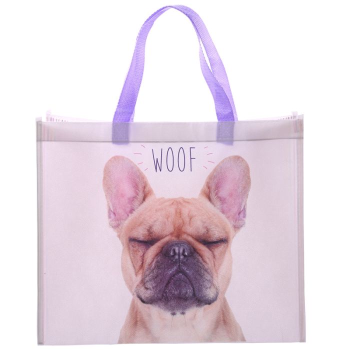 Franse Bulldog WOOF Duurzame Shopper Tas