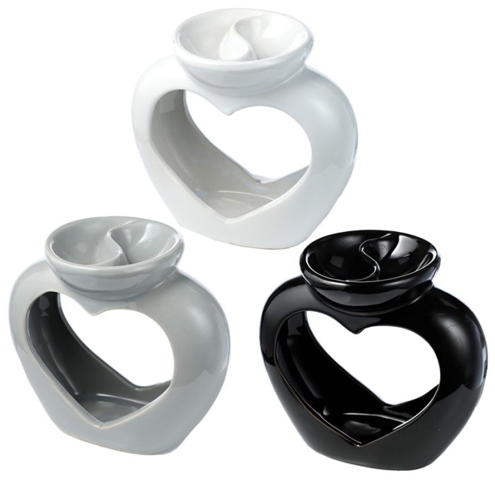 Hartvormig Dubbele Schaal Keramiek Olie- en Wax Geurbrander