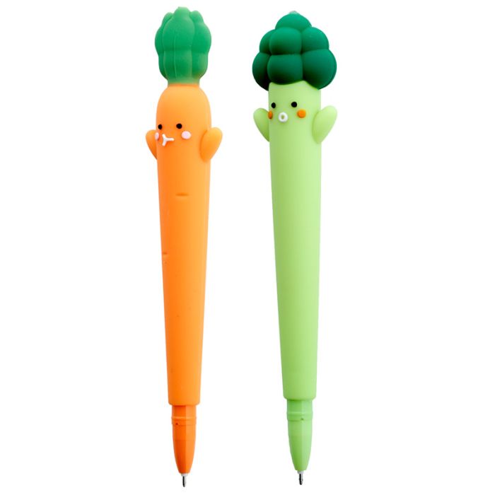 Veg Friends Wortel en Broccol Fijnschrijver Pen - Zwart