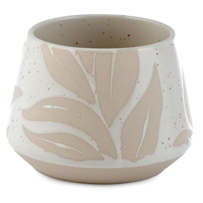 Florens Hesperantha Crème Glazuur Reliëf Stoneware Bloempot Binnen - Small