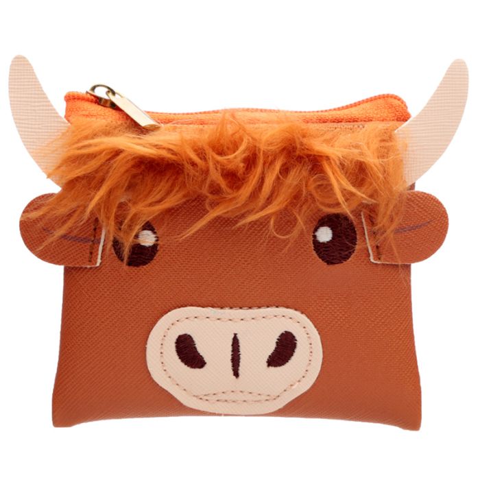 Highland Coo Koe Pom Pom PVC Kleingeld Portemonnee