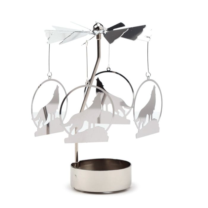 Huilende Wolf Draaiende Waxinelichthouder Caroussel