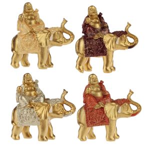 Zittend Glitter Olifant Chinese Lachende Boeddha 