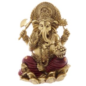 Goud & Rood Ganesh Beeld 16cm