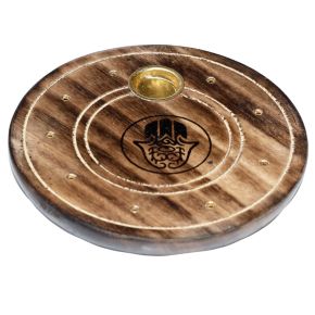 Mango Hout Ronde Hamsa Wierookhouder