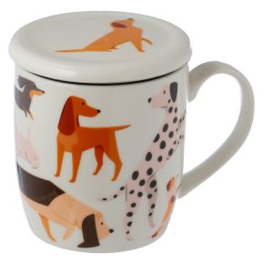 Barks Hond - Porselein Mok met Thee Infuser & Deksel Barks Hond - Porselein Mok met Thee Infuser & Deksel