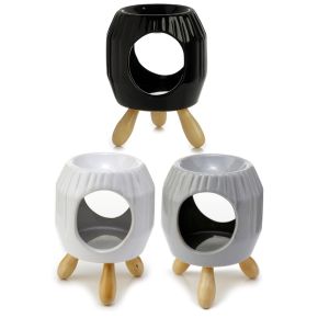 Abstracte Rand Witte Keramiek Geurbrander met Voet