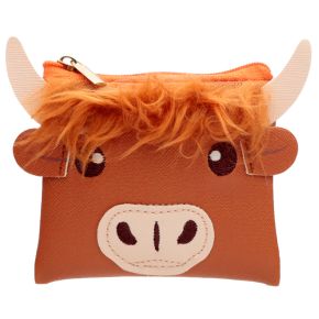Highland Coo Koe Pom Pom PVC Kleingeld Portemonnee