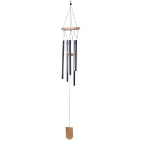 Houten windgong met metalen buizen 58cm