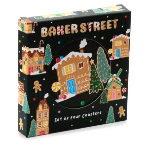 Kerstmis Baker Street Set 4 Onderzetters